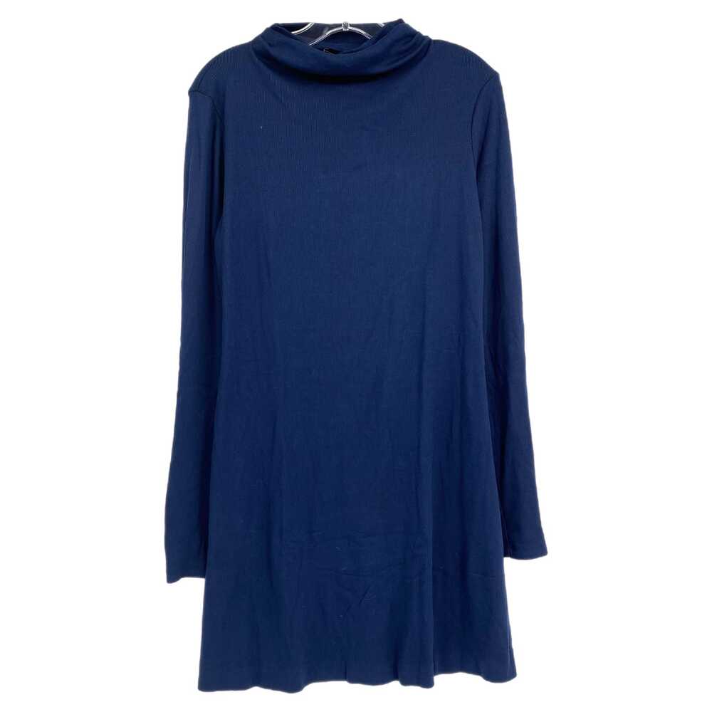Michael Stars Blue Ribbed Kit Mock Neck Mini Dress | Size L
